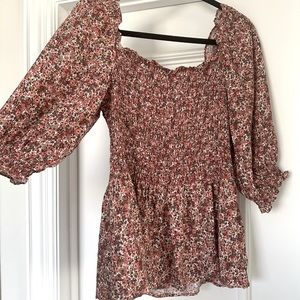 Max Studio floral ruched top size large